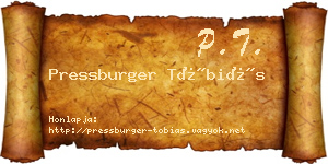 Pressburger Tóbiás névjegykártya
